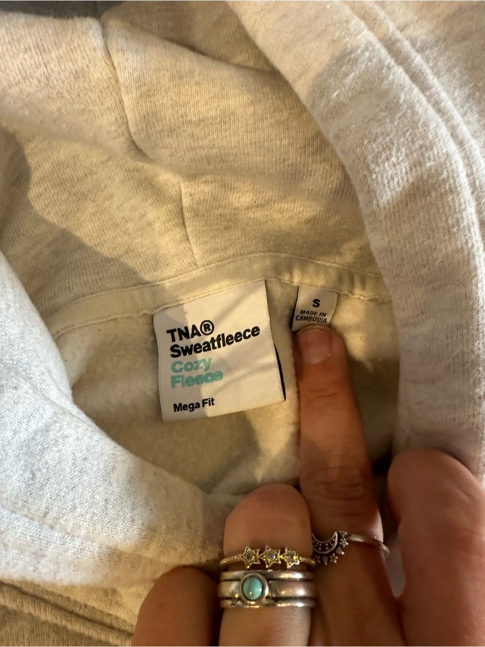 Aritzia/TNA heather cloud white (gray) mega fit hoodie size s - Picture 2 of 4